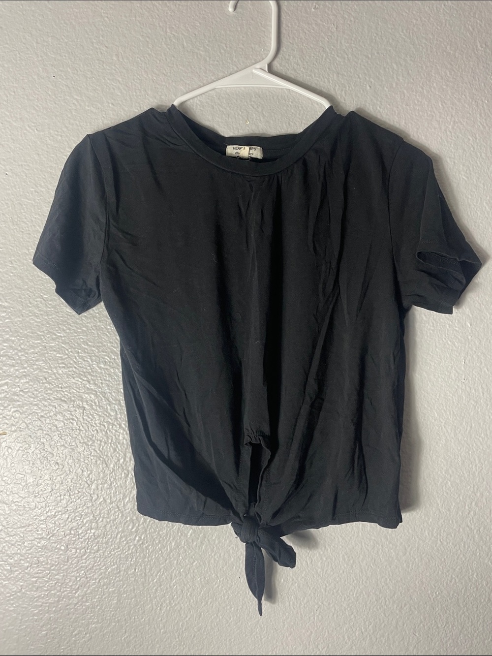 Heart Hips Black Short Sleeve Tie-Front Tee